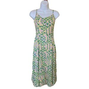 Yellow Green Lace up Summer Dress Size Small